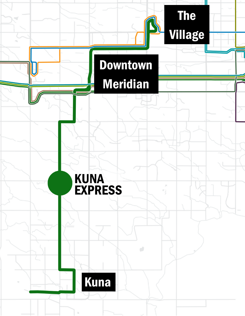 Input NEW Kuna Express route (2025) Valley Regional Transit